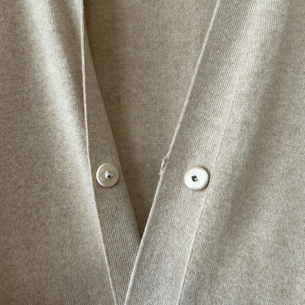 LUXE Brunello Cucinelli Pure Cashmere Medium Tan/Beige Cardigan Sweater Top - Picture 6 of 11